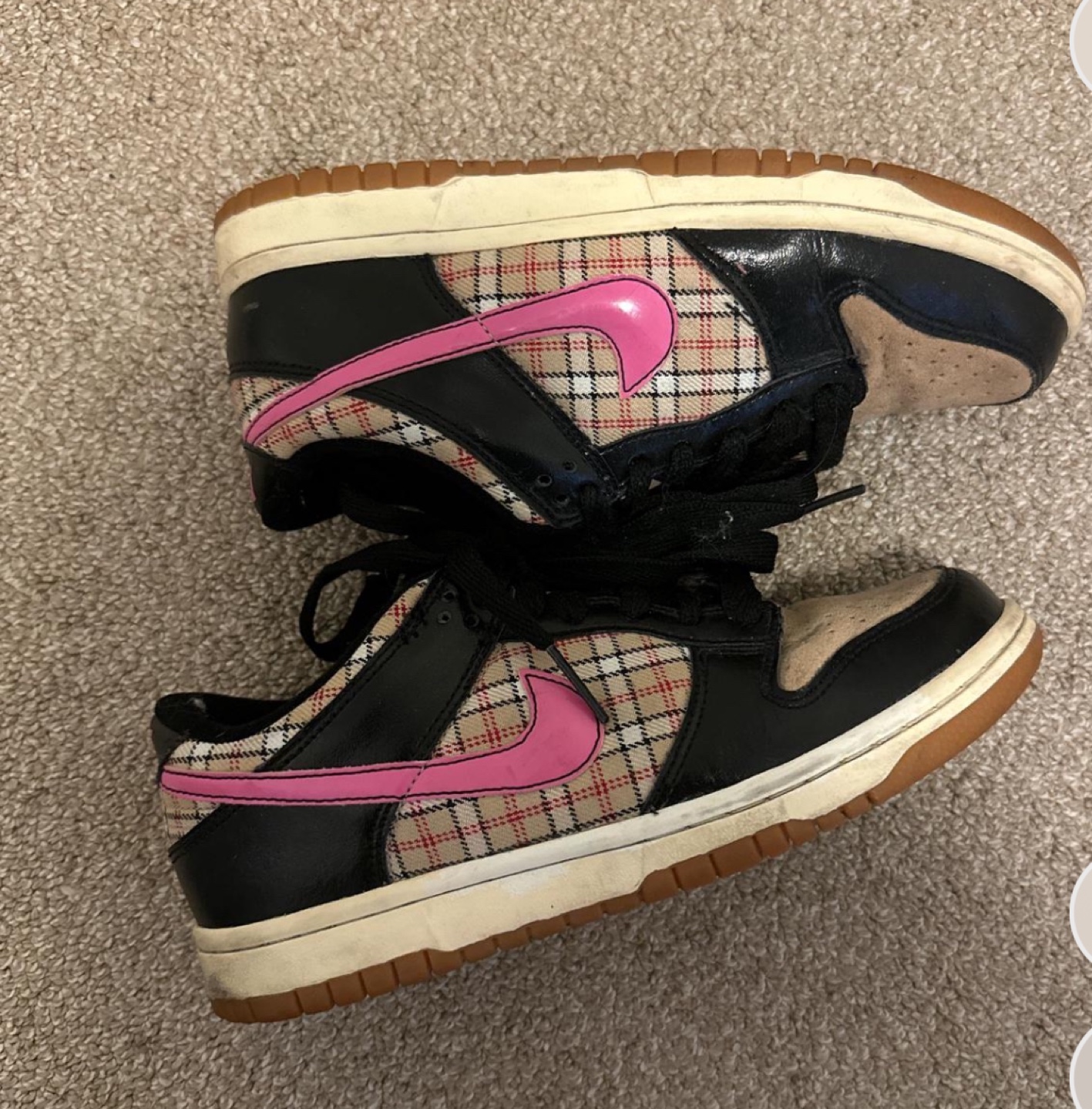 Nike Dunk Low Burberry Plaid Pink Women's Sneakers Size US 5.5