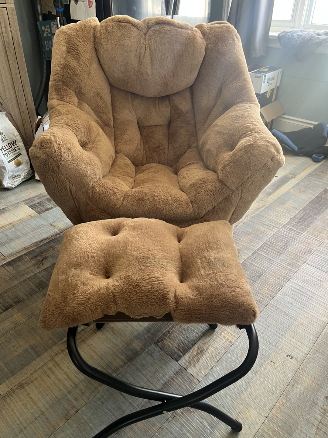 SESHINELL Lazy Chair with Ottoman - Plush Brown - photo 2