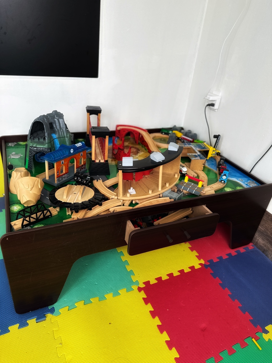 Wooden Train Table with Accessories