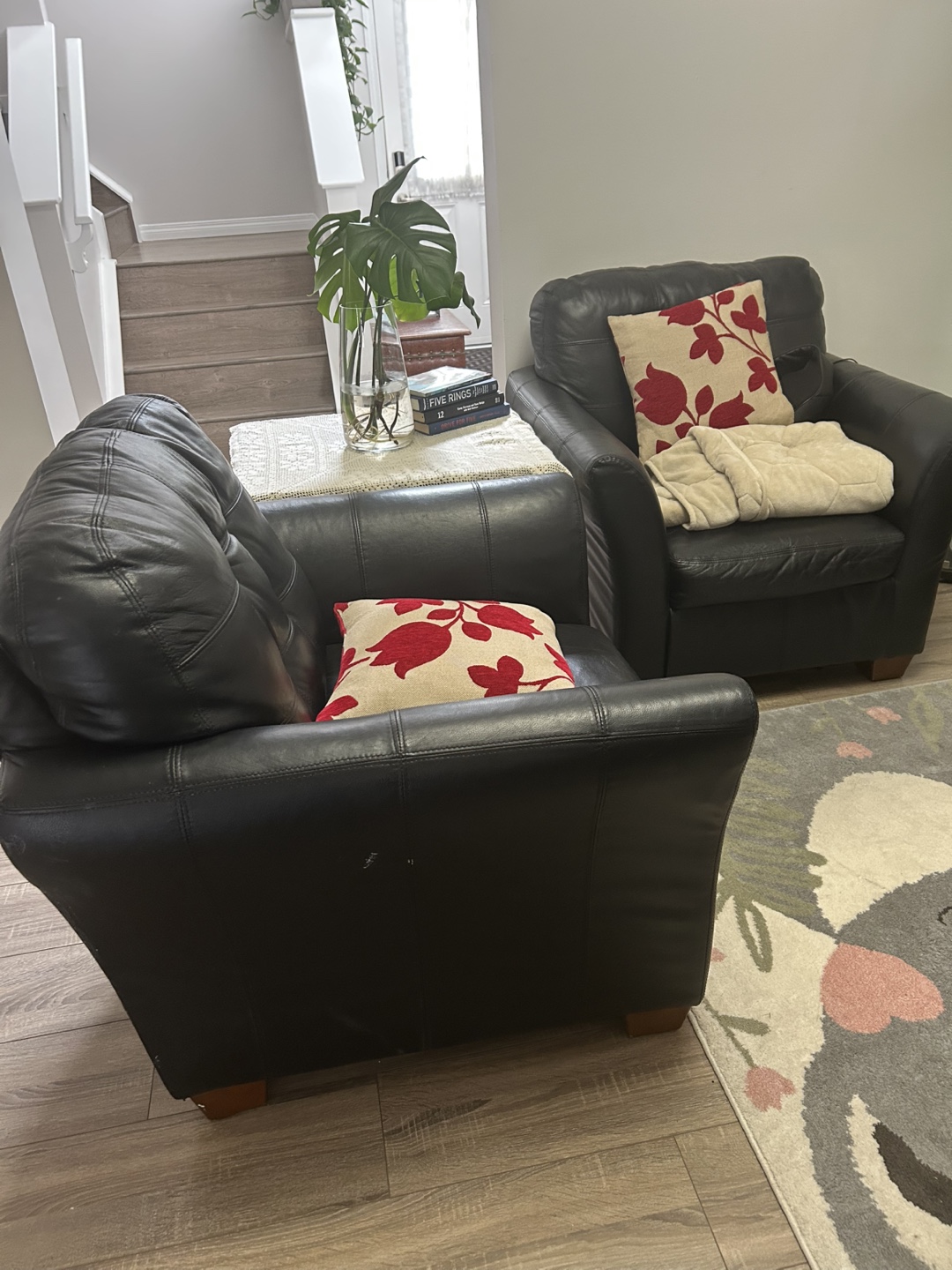 Black Leather Armchairs - Set of Two - photo 2