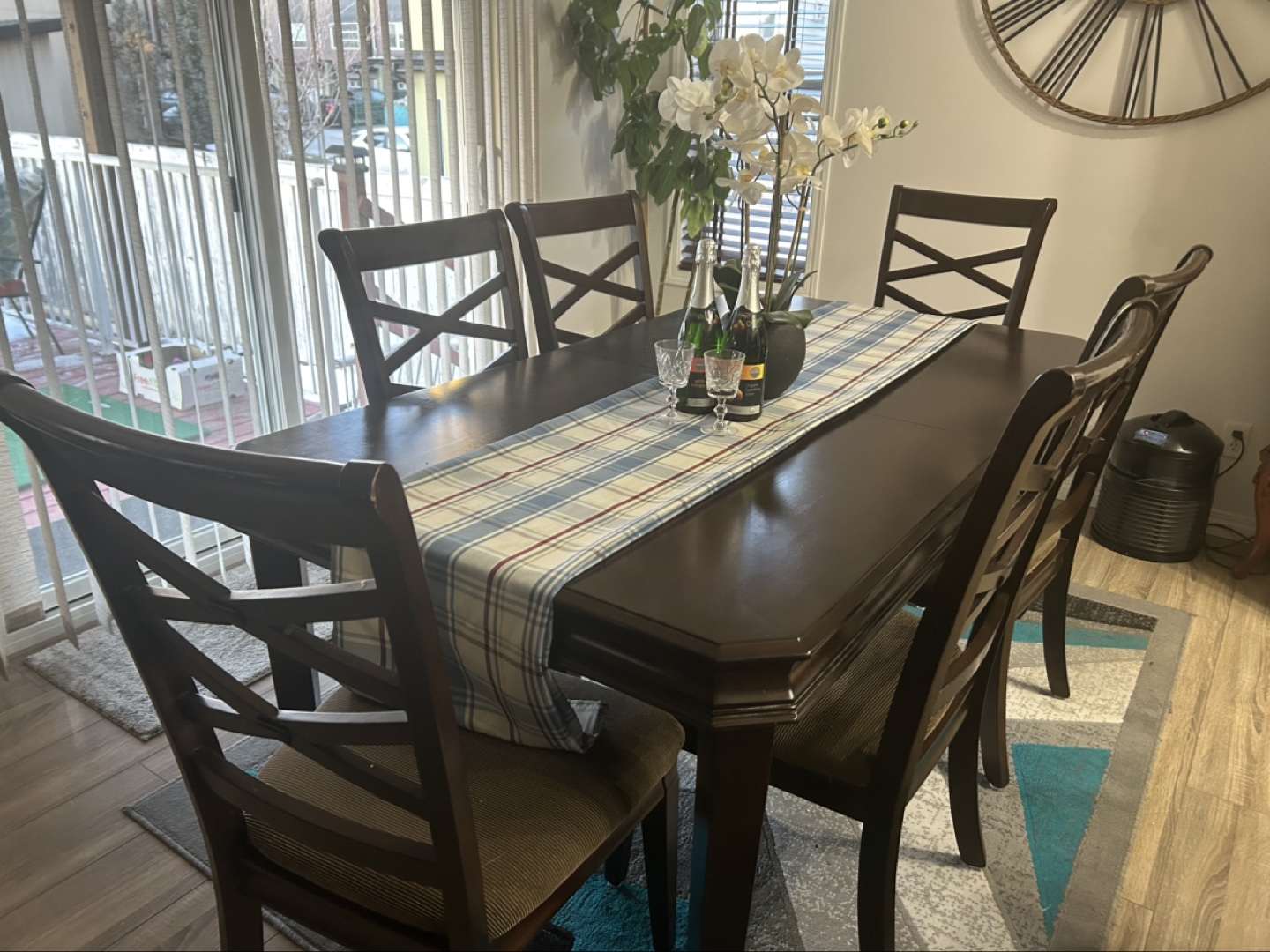 Dark Brown Wooden Dining Table Set with 6 Chairs - photo 3