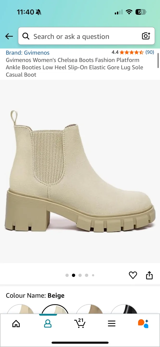 Gvimenos Women's Beige Chelsea Boots thumbnail