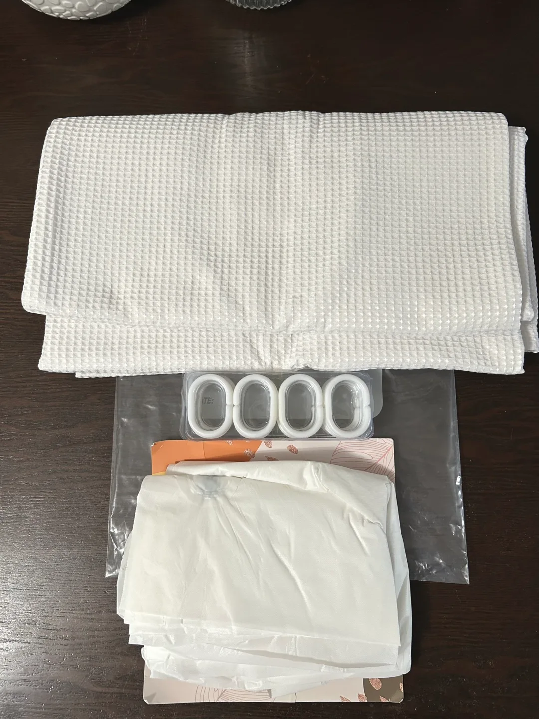 Beautiful White Shower Curtain, Liner + Rings image indicator(2)