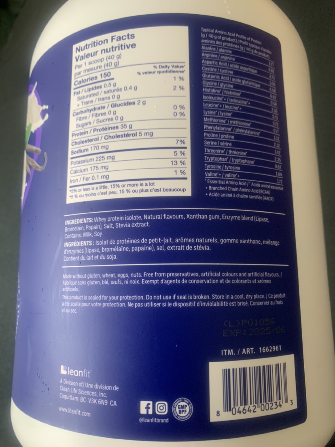 Leanfit Sport Whey Isolate Protein Powder - Vanilla - 2kg - photo 2
