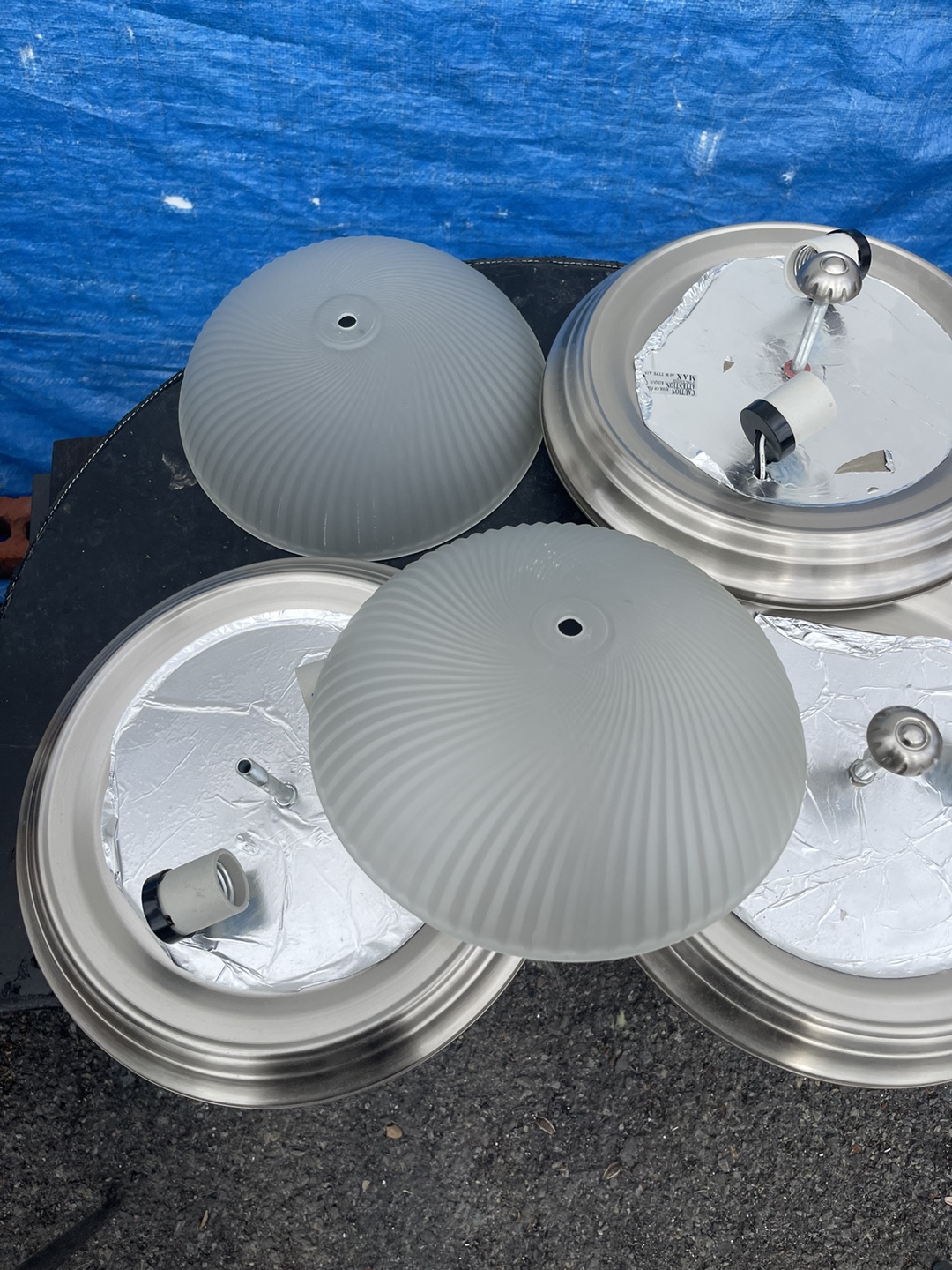 Set of 3 Brushed Nickel Ceiling Light Fixtures - photo 3