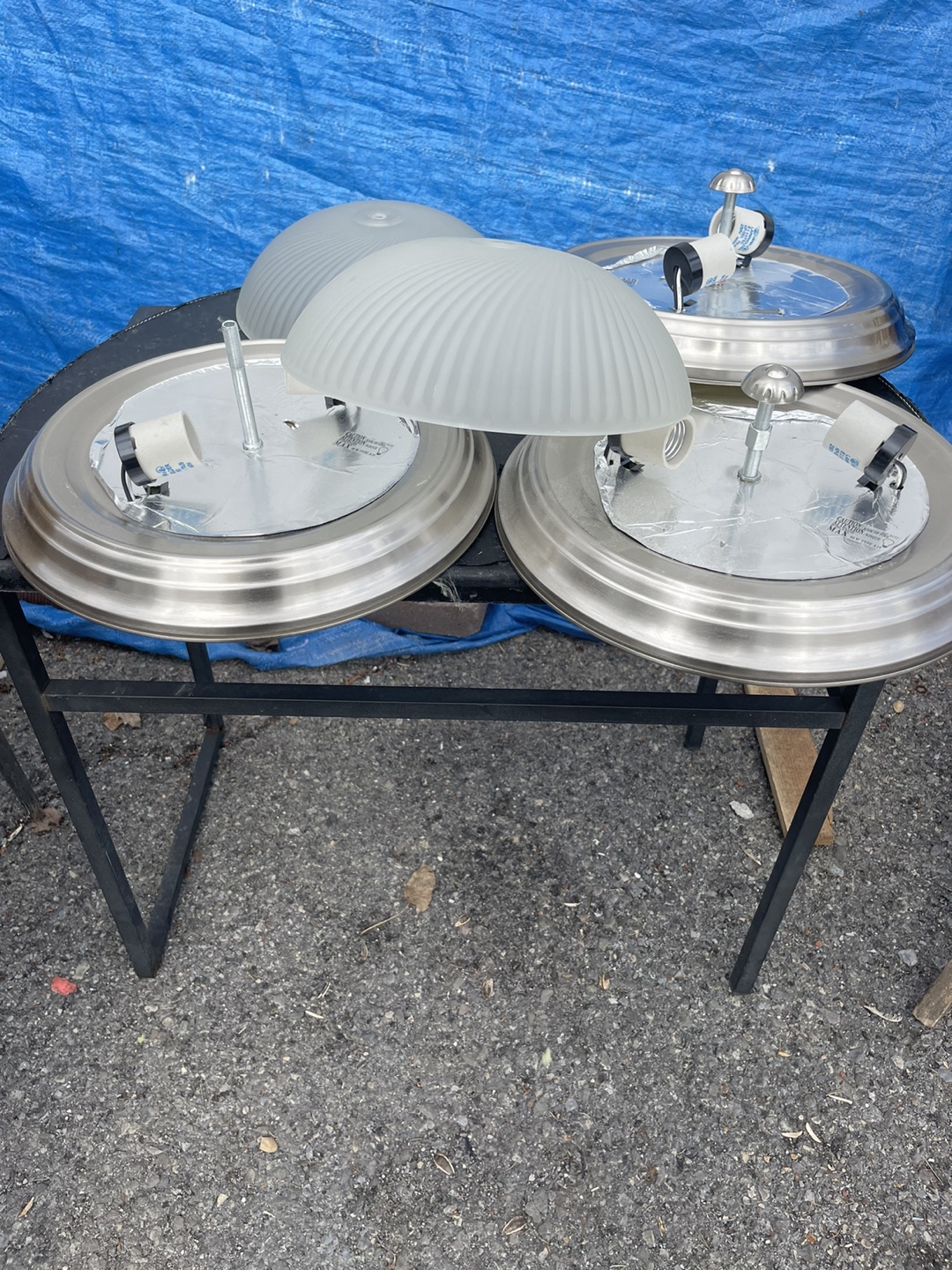 Set of 3 Brushed Nickel Ceiling Light Fixtures - photo 2