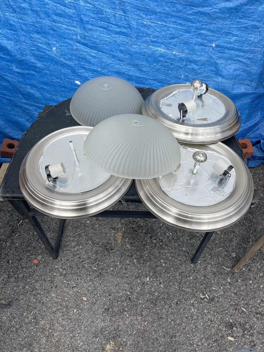 Set of 3 Brushed Nickel Ceiling Light Fixtures