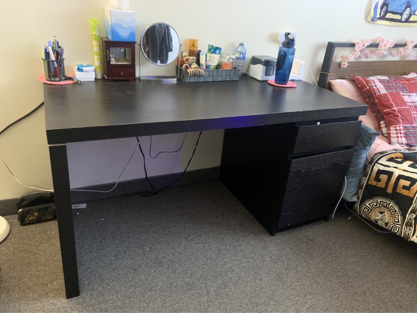 IKEA MICKE Desk with Drawer - Black-Brown