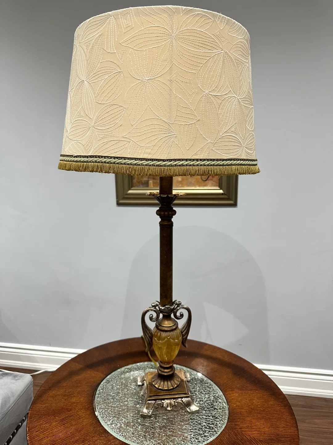 Elegant Table Lamp with Round End Table image indicator(2)