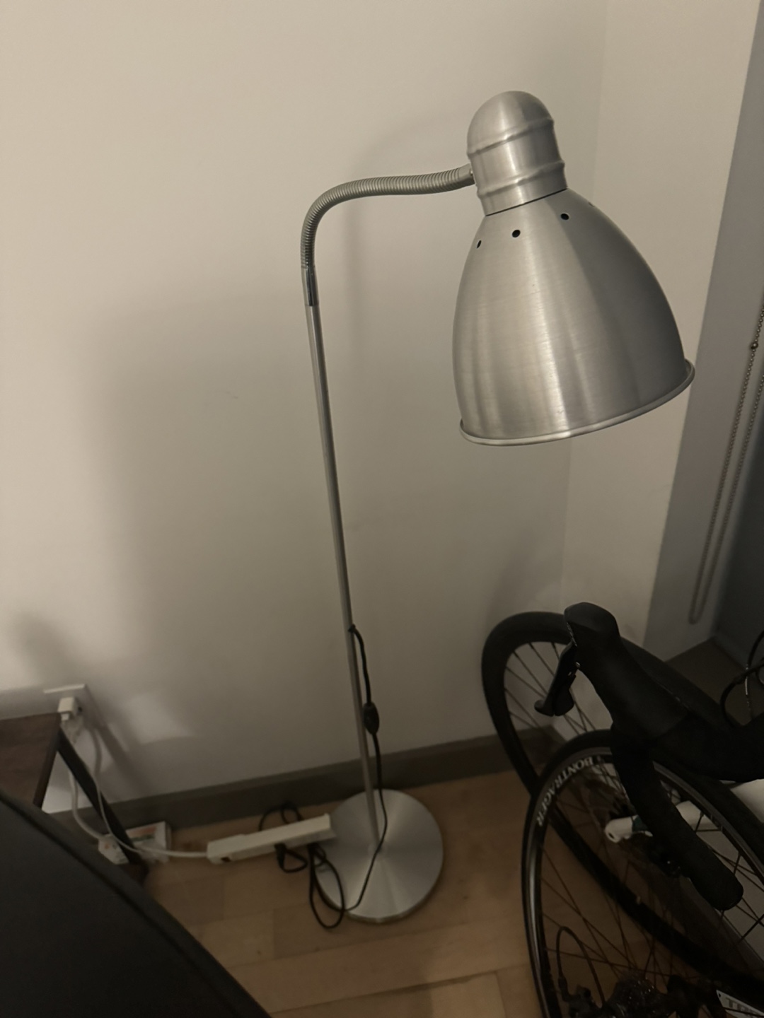 Silver Floor Lamp with Adjustable Arm
