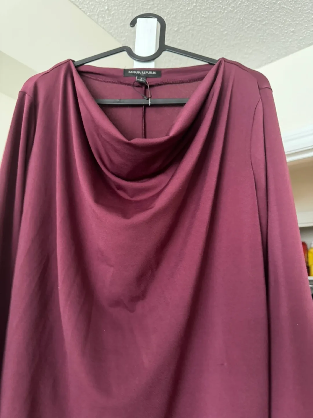 Banana Republic Burgundy Cowl Neck Long Sleeve Blouse image indicator(4)