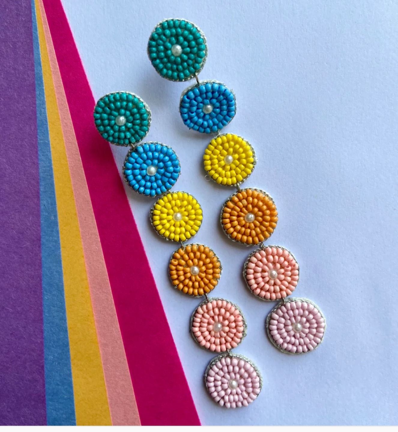 Beaded Rainbow Earrings