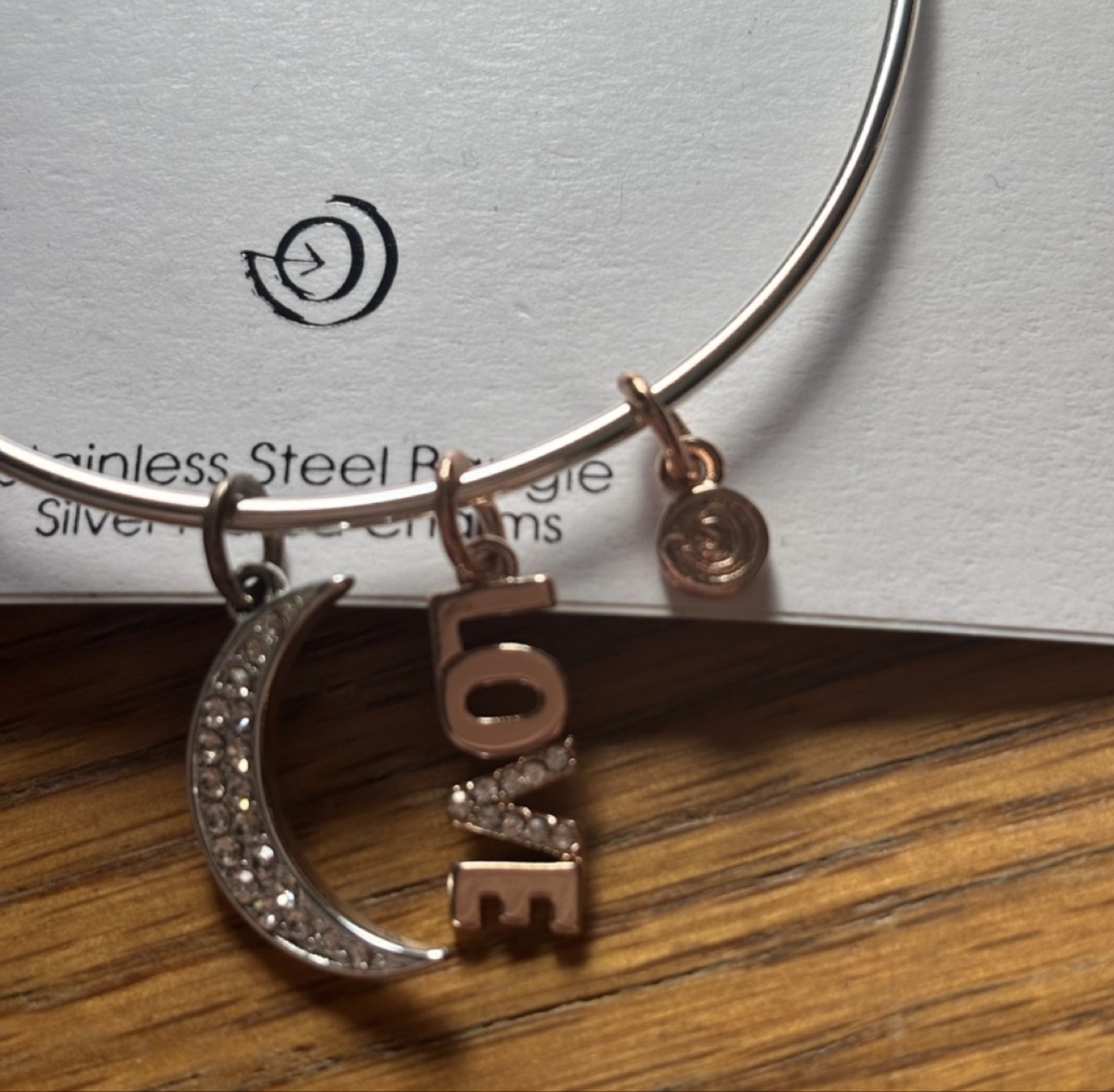 Lovethislife... Stainless Steel Bangle Bracelet with Charms - photo 2