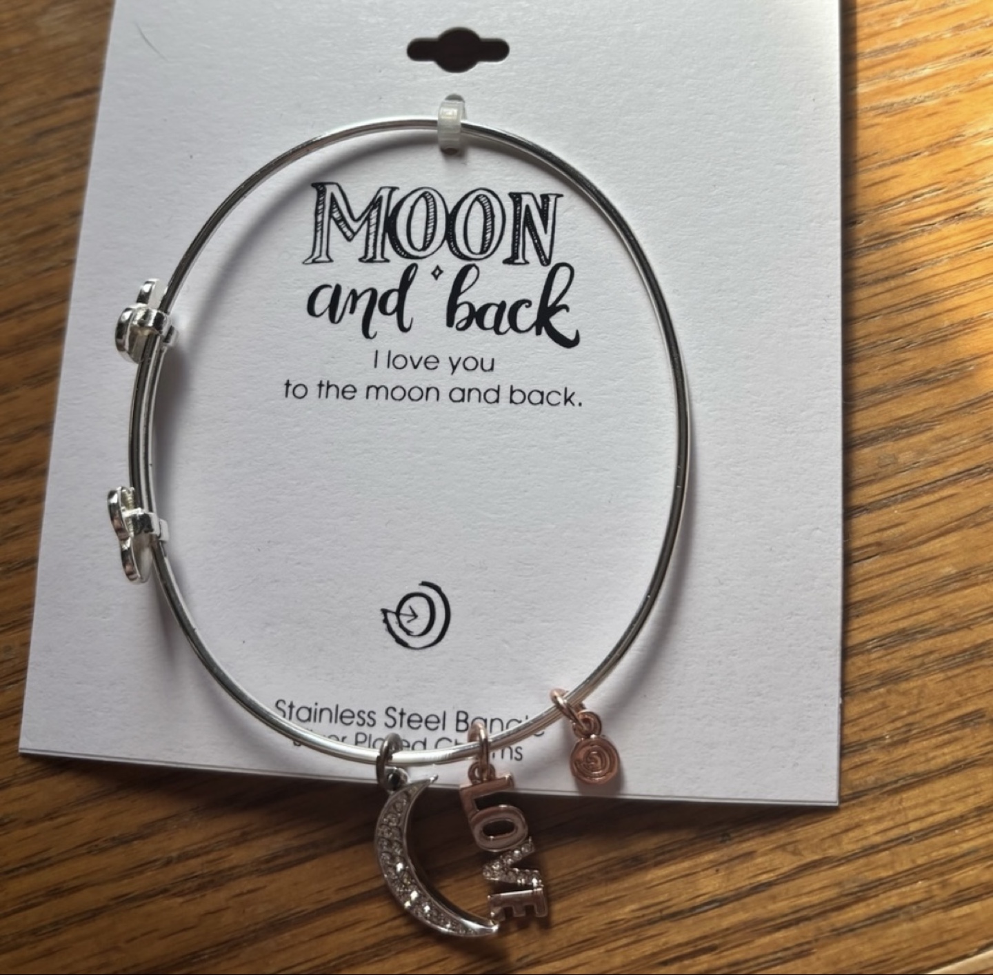 Lovethislife... Stainless Steel Bangle Bracelet with Charms