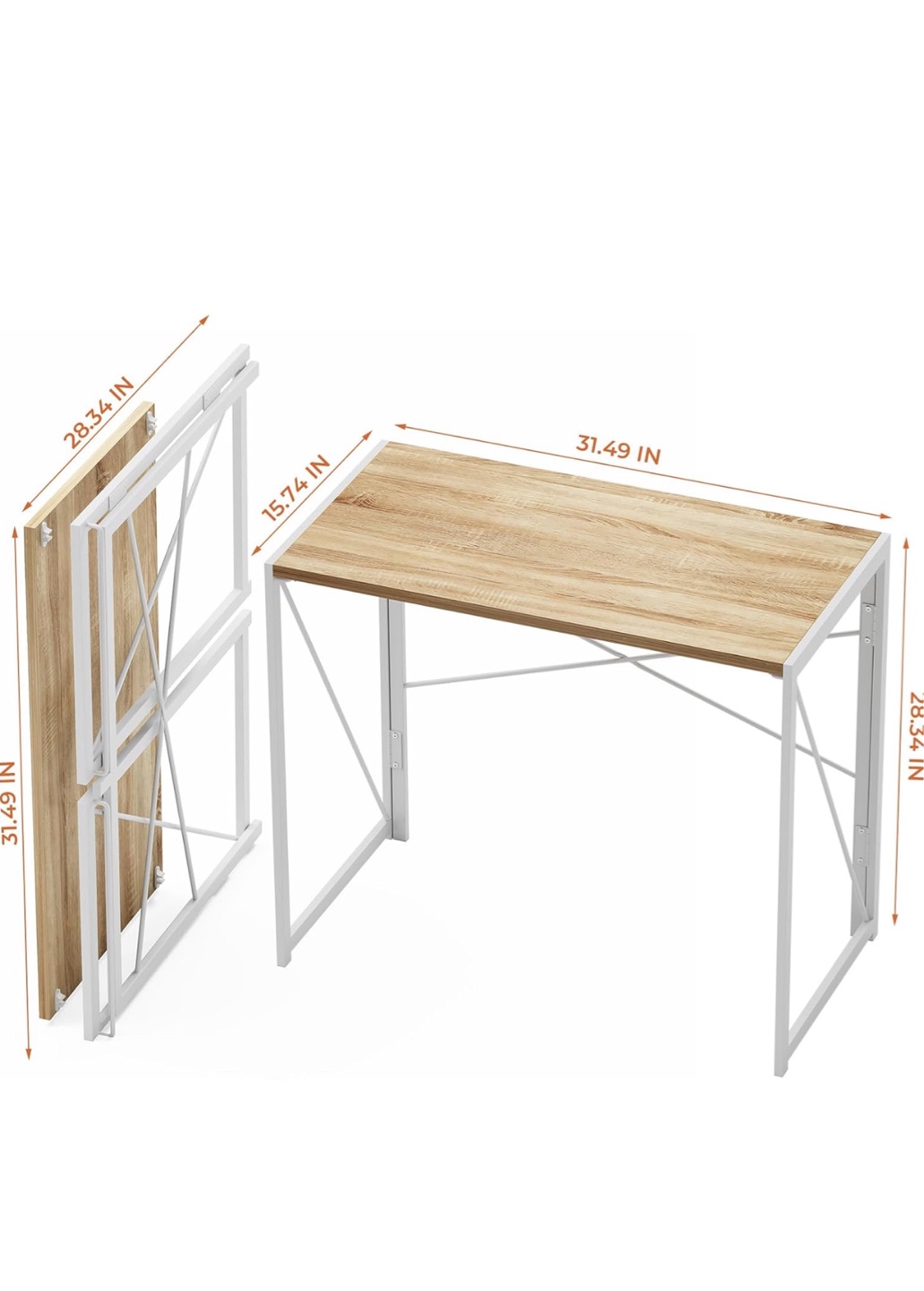 Foldable Desk - Table - White Metal Frame - photo 2