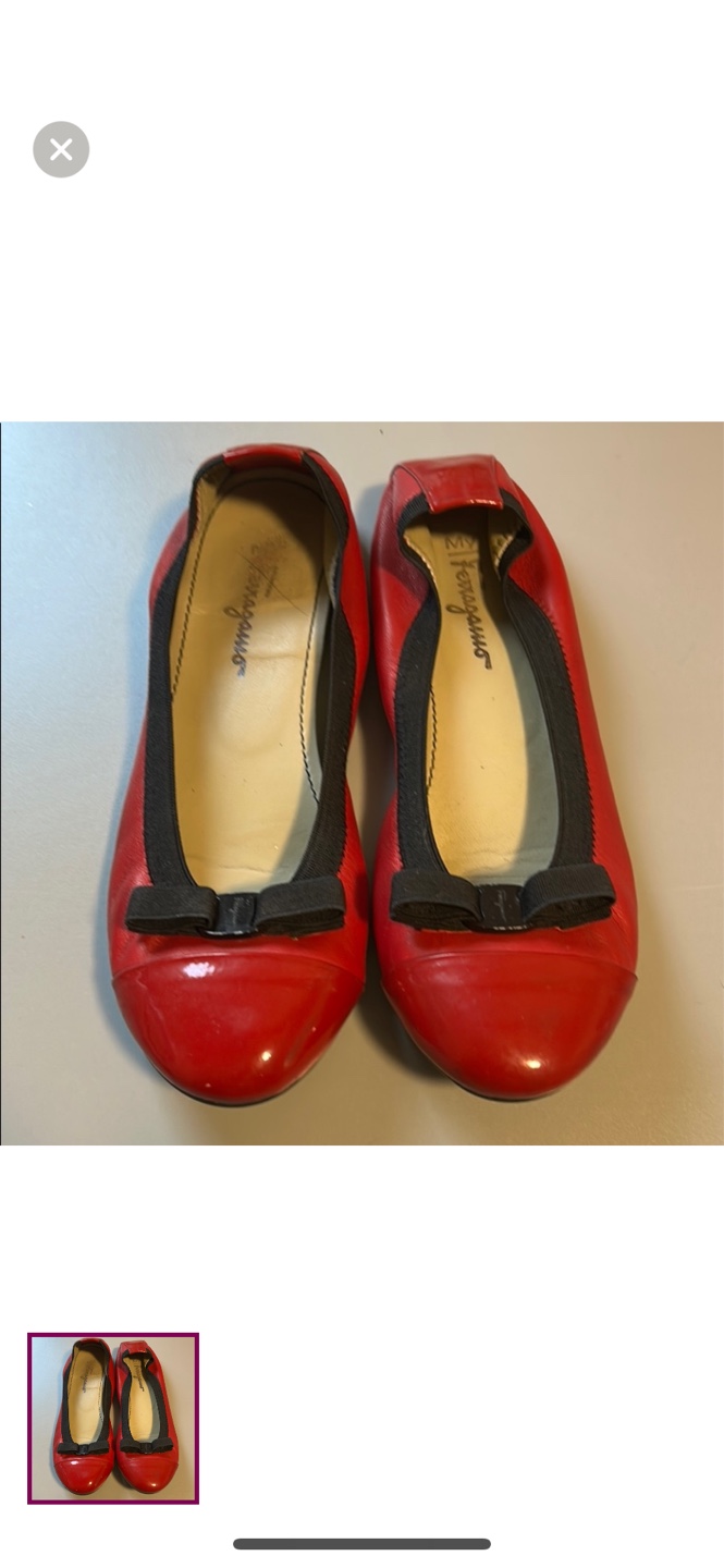 Authentic Ferragamo Red Patent Leather Ballerina Flats