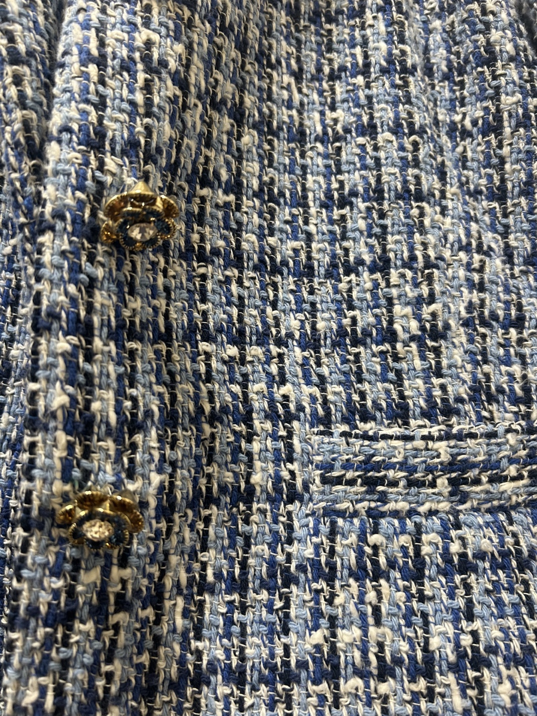 Blue Tweed Jacket with Gold Buttons