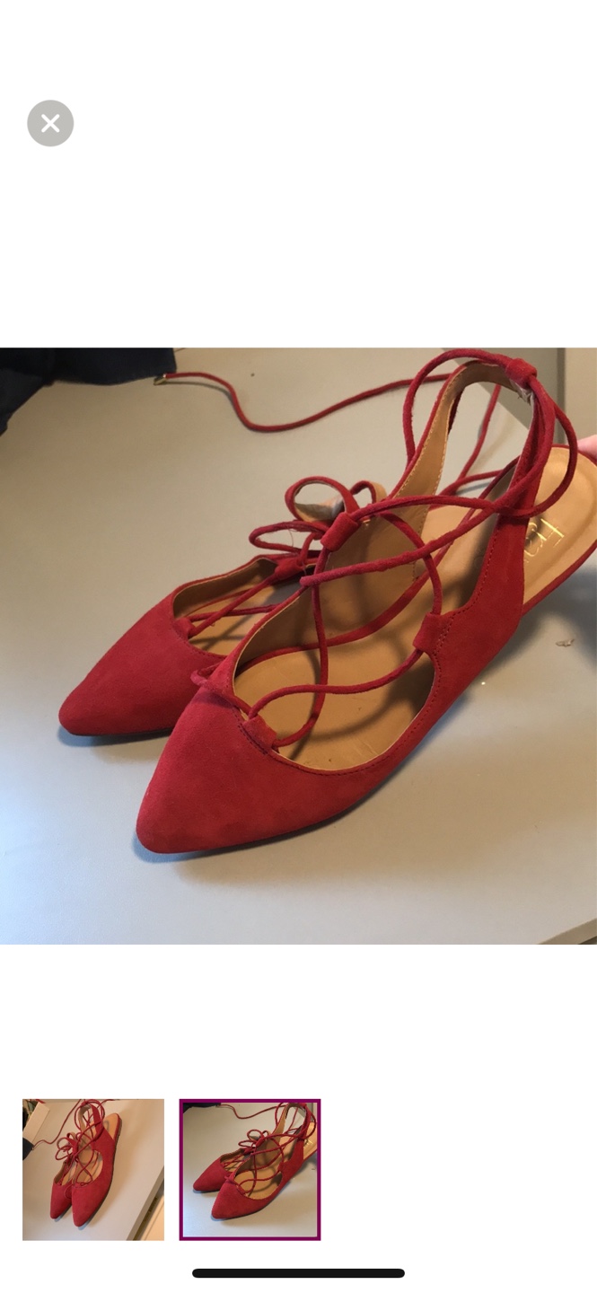 Red Suede Lace-Up Flats