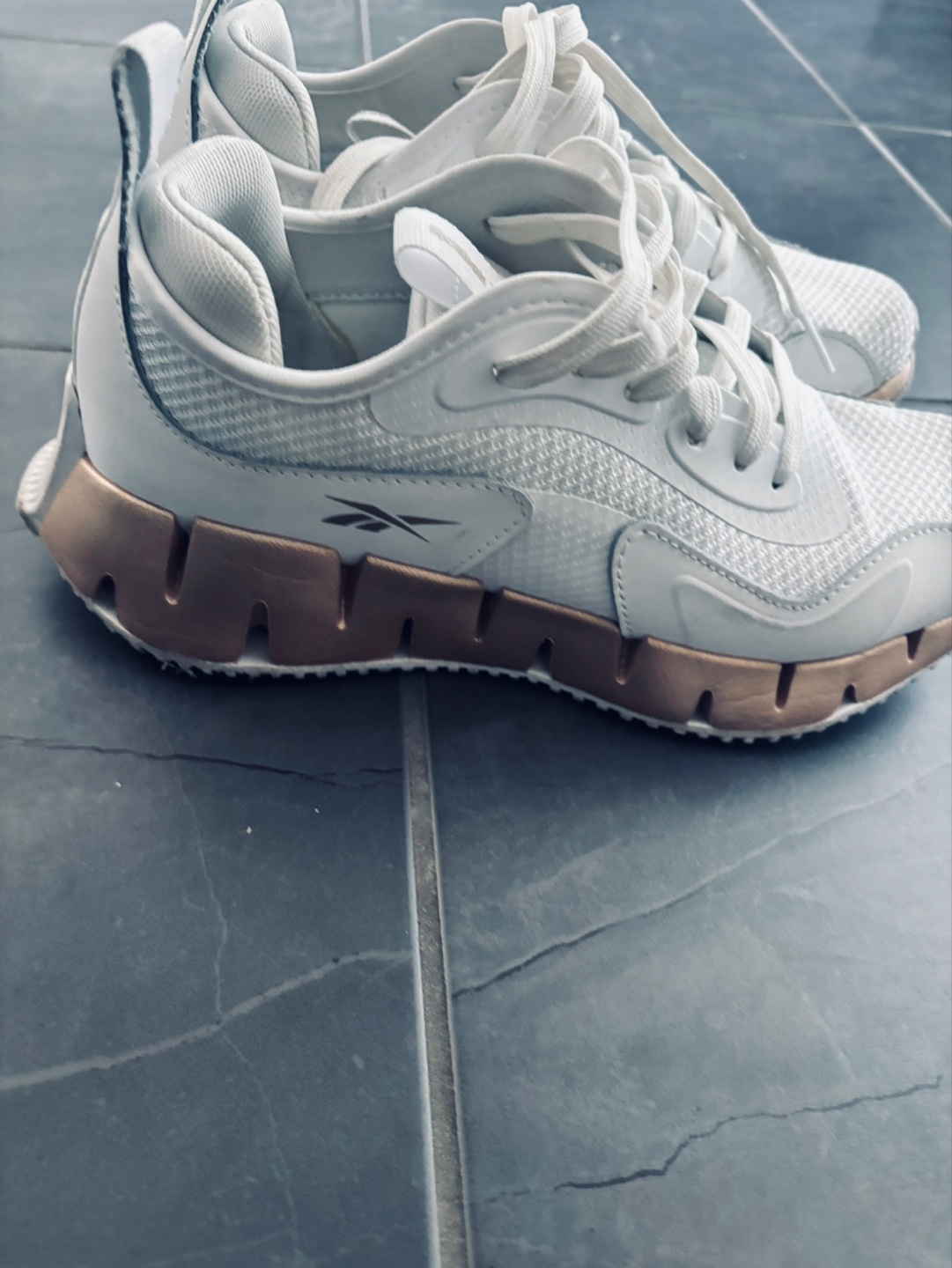 Women's Reebok Running Shoes - White and Rose Gold
