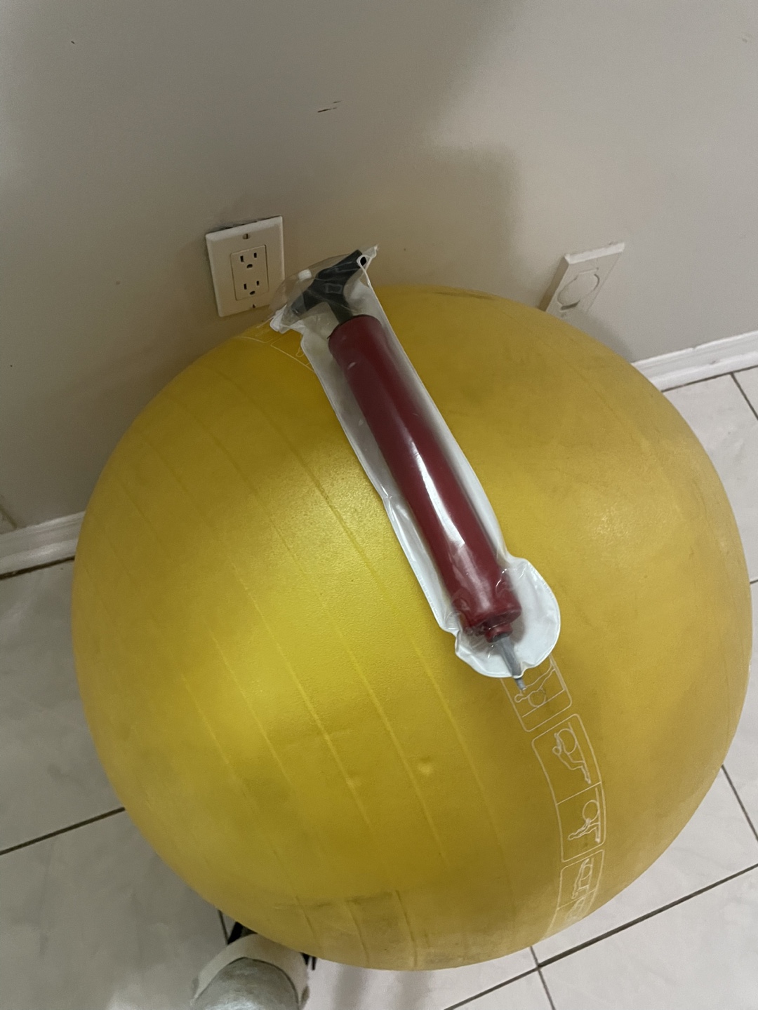 Yellow Exercise Ball with Pump