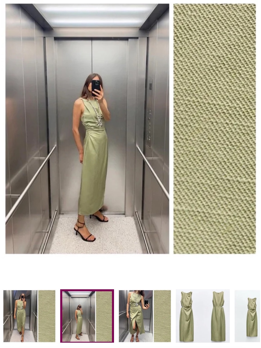 Zara Cutout Midi Dress - Sage Green