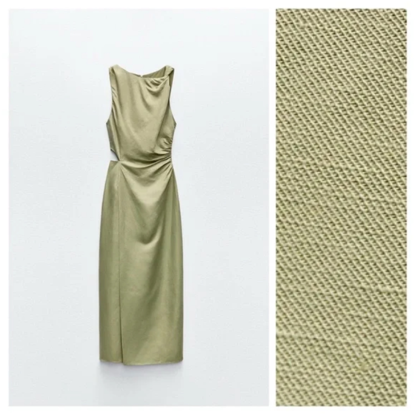 Zara Cutout Midi Dress - Sage Green - photo 3
