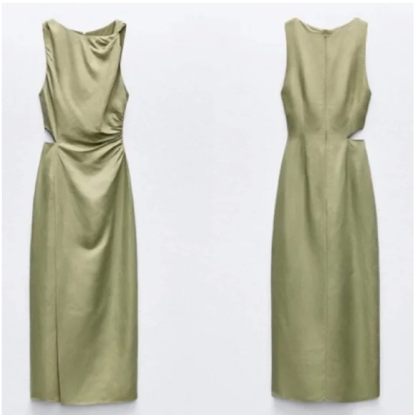 Zara Cutout Midi Dress - Sage Green - photo 2