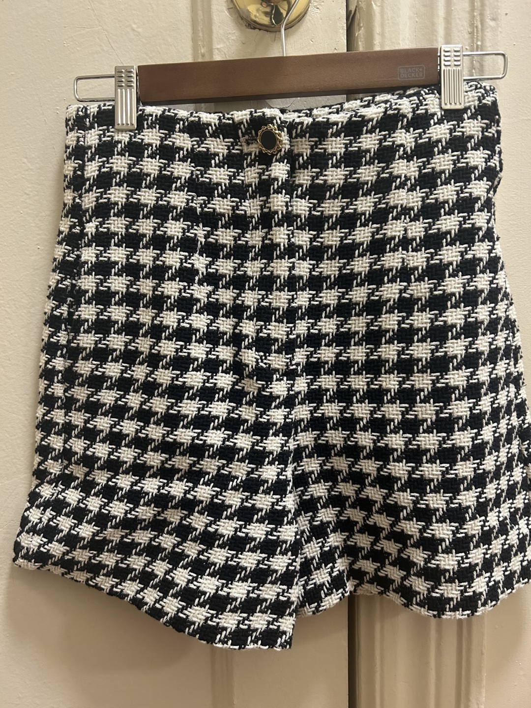 Zara Black and White Houndstooth Shorts