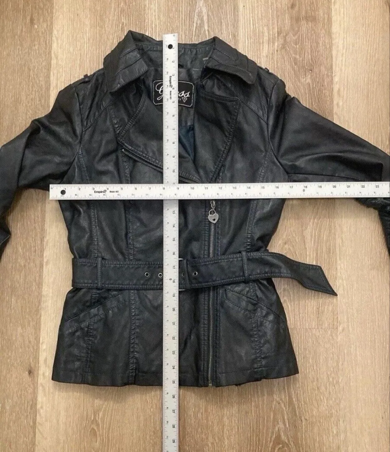Guess Black Leather Jacket with Belt image indicator(4)