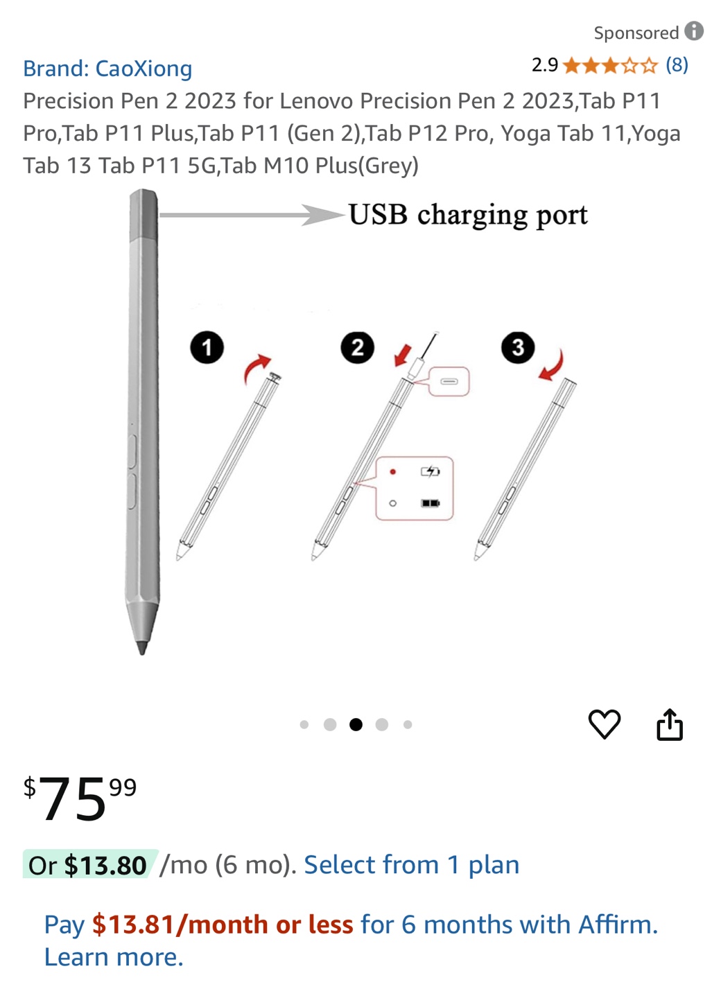 Lenovo Precision Pen 2 2023 Stylus for Tablets - photo 3