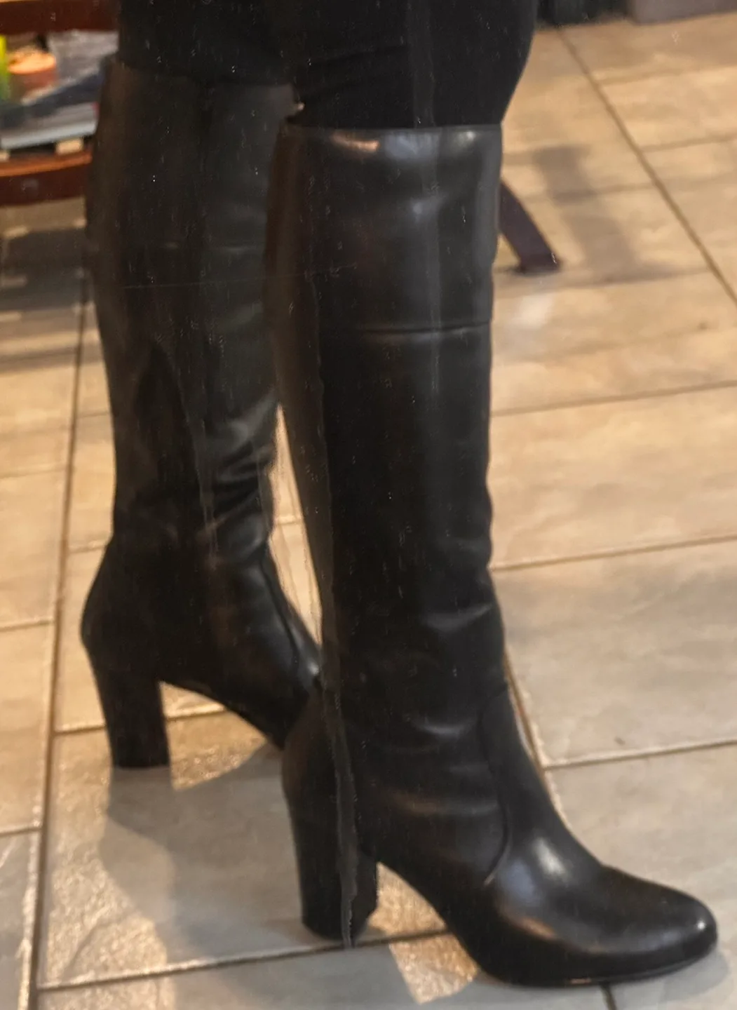 Knee-High Black Leather Boots (Size 8.5) image indicator(3)