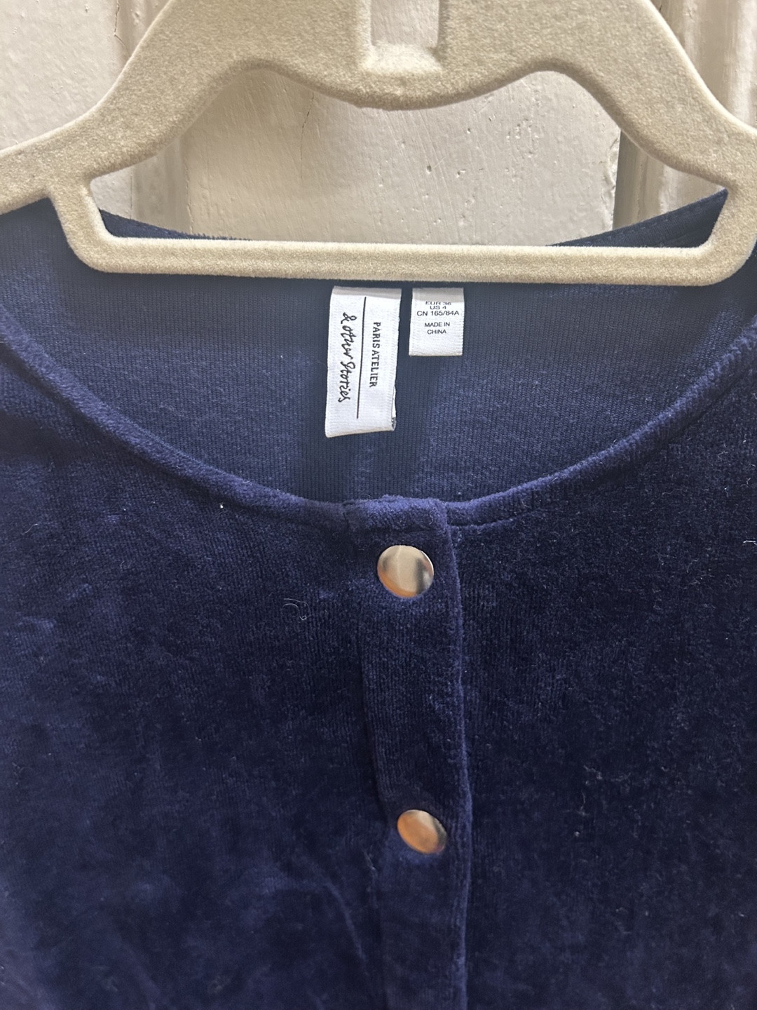 Navy Blue Velvet Button-Down Dress - photo 2