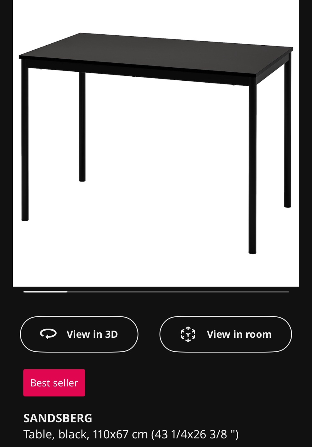 IKEA SANDSBERG Black Table