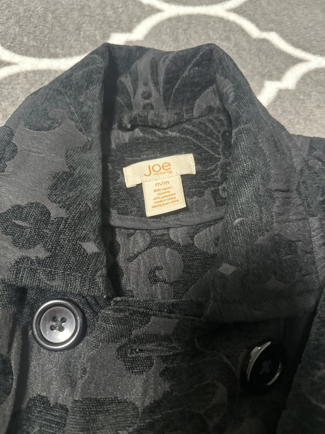 Joe's black velvet floral print coat - photo 3