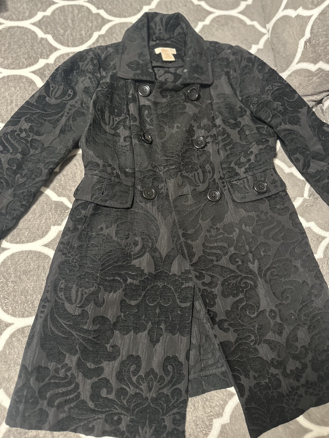 Joe's black velvet floral print coat