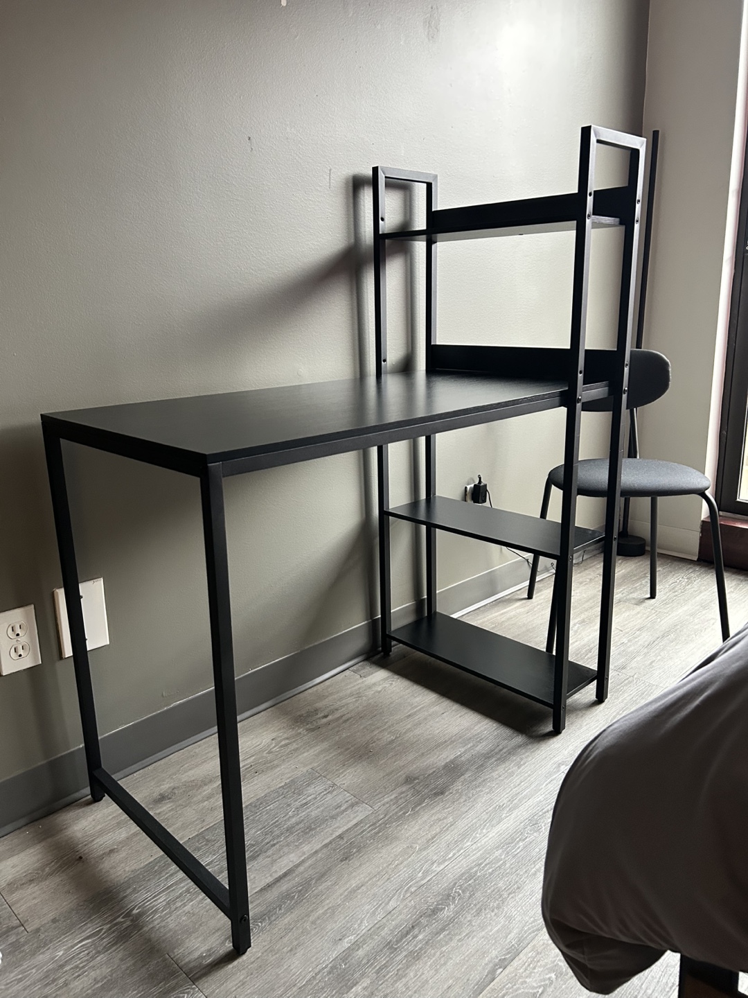 Black Computer Desk with Bookshelves