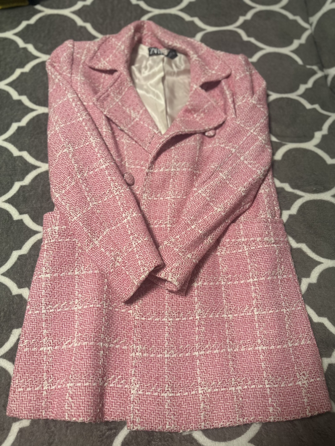 Pink Tweed Double-Breasted Coat - photo 2