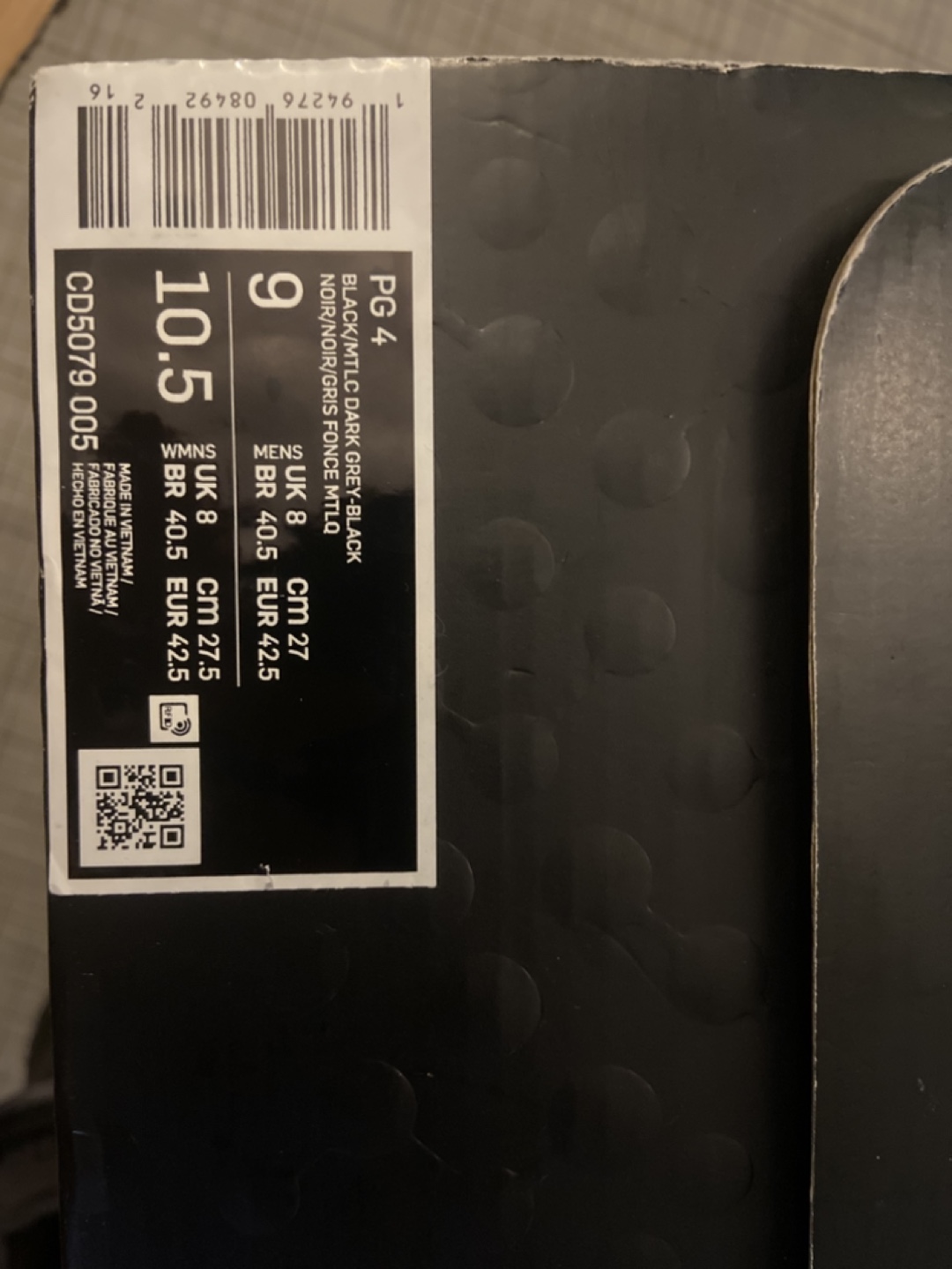Nike PG 4 Basketball Shoes - Size 9 US/Size 10.5 UK- Black - photo 4