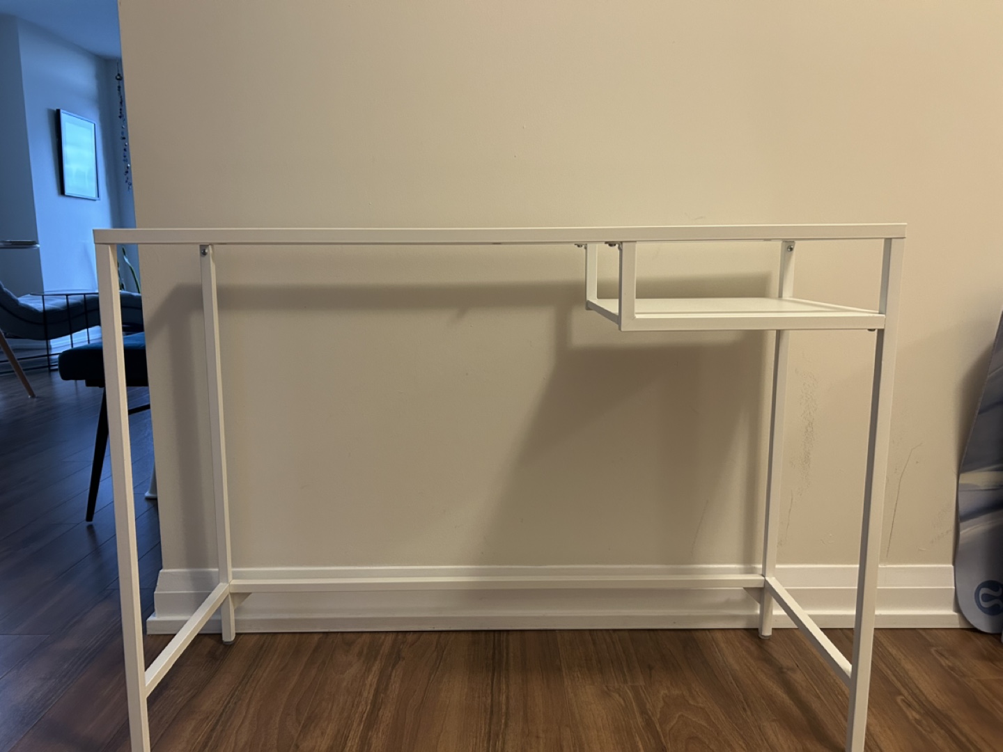 Ikea White Metal Desk with Glass Top