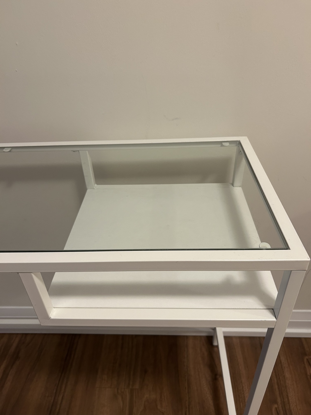 Ikea White Metal Desk with Glass Top - photo 3