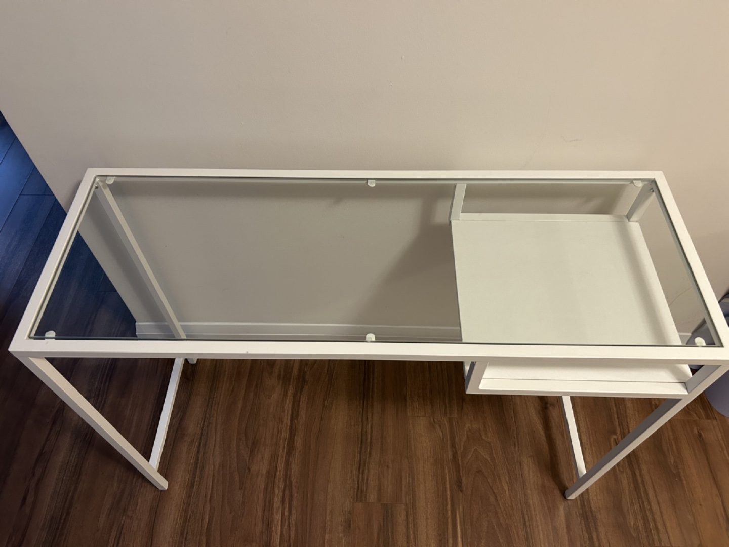 Ikea White Metal Desk with Glass Top - photo 2