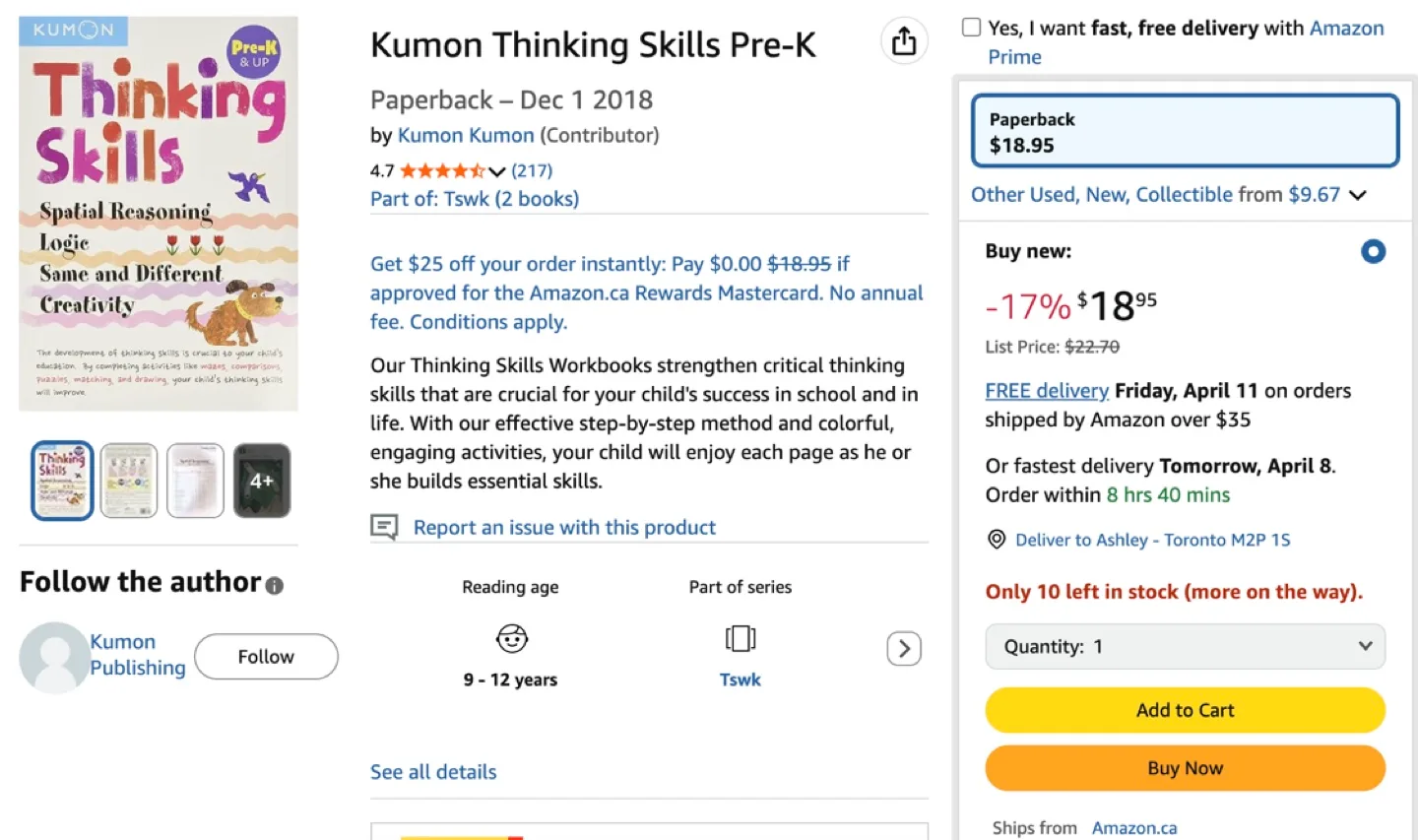 💚 Kumon Thinking Skills Pre-K Workbook image indicator(2)