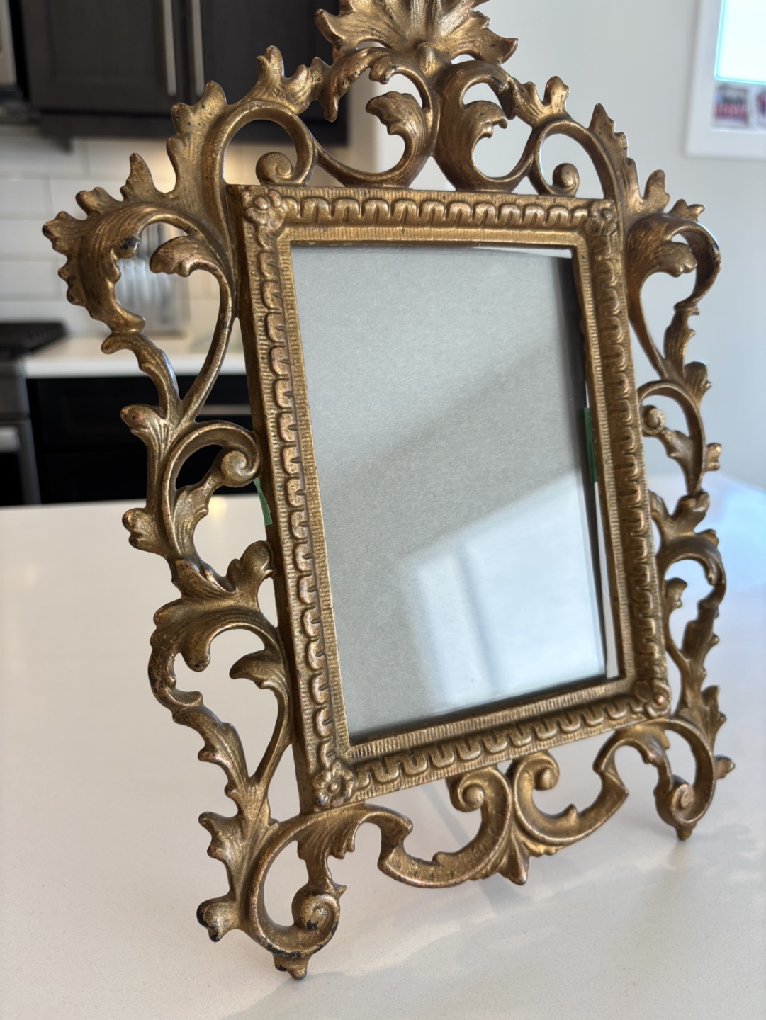 Antique Cast Metal Picture Frame w/ Stand For Sale - photo 2