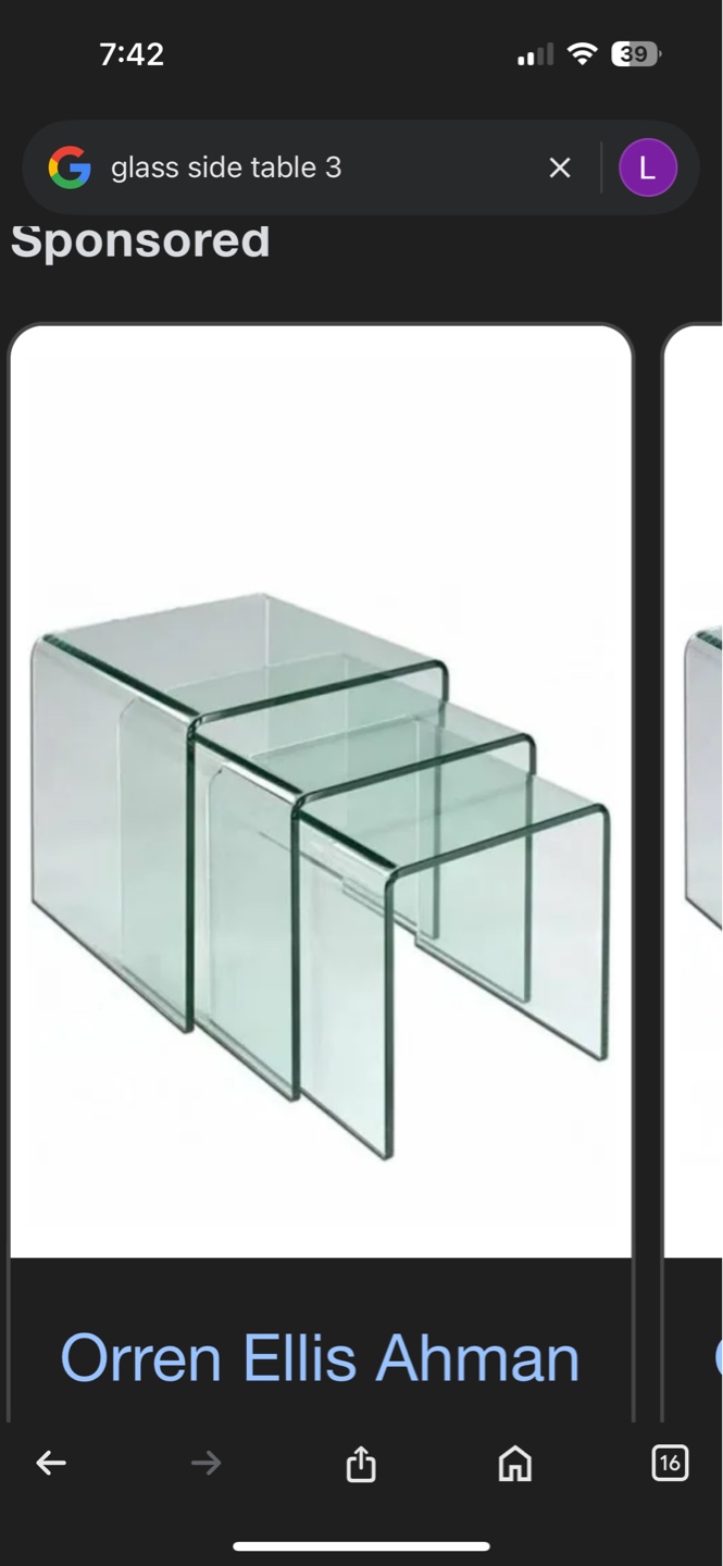 Orren Ellis Ahman Glass Side Table (3 stackable)