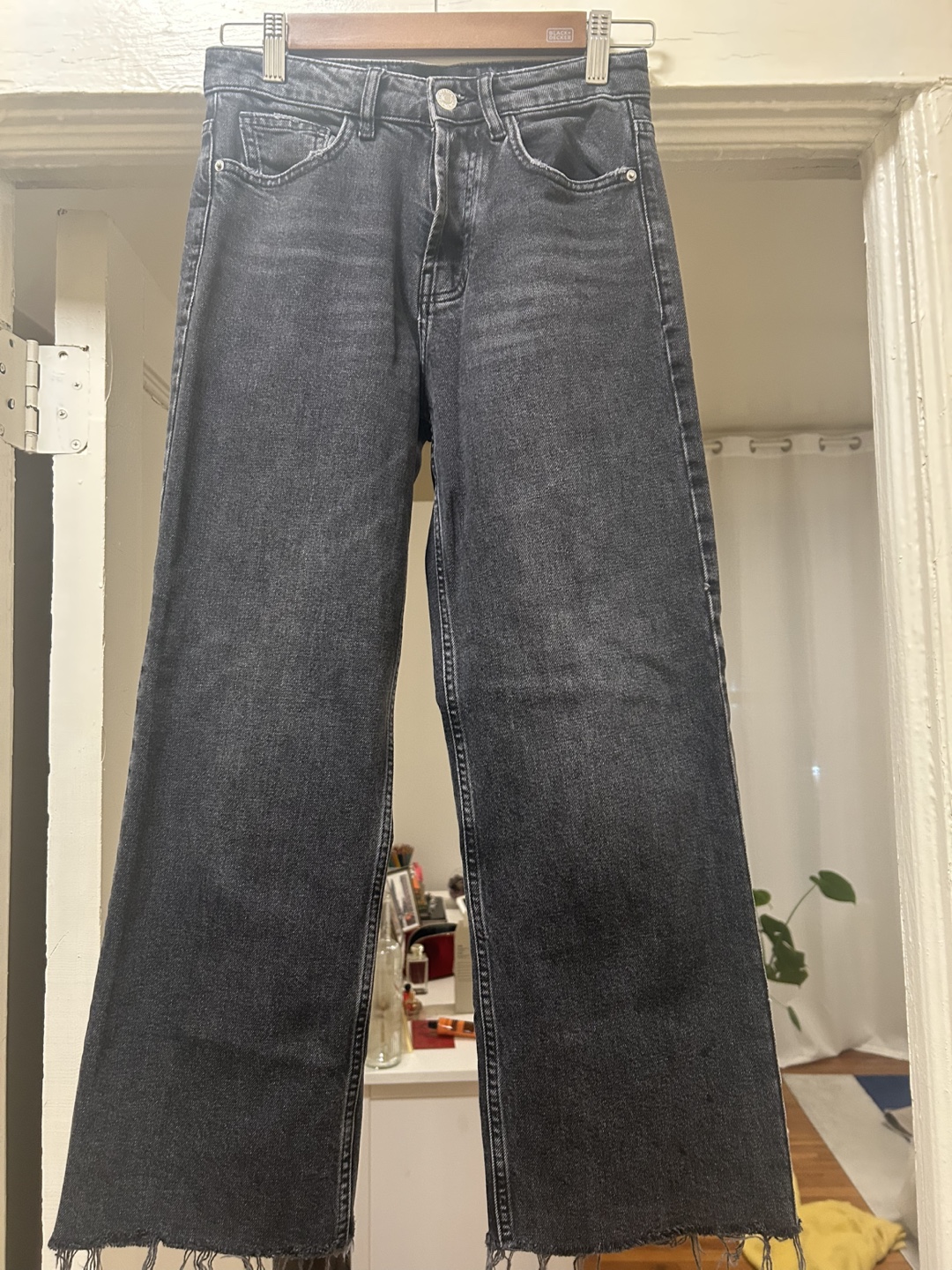 Zara TRF Denim Black Wide Leg Jeans Size 25