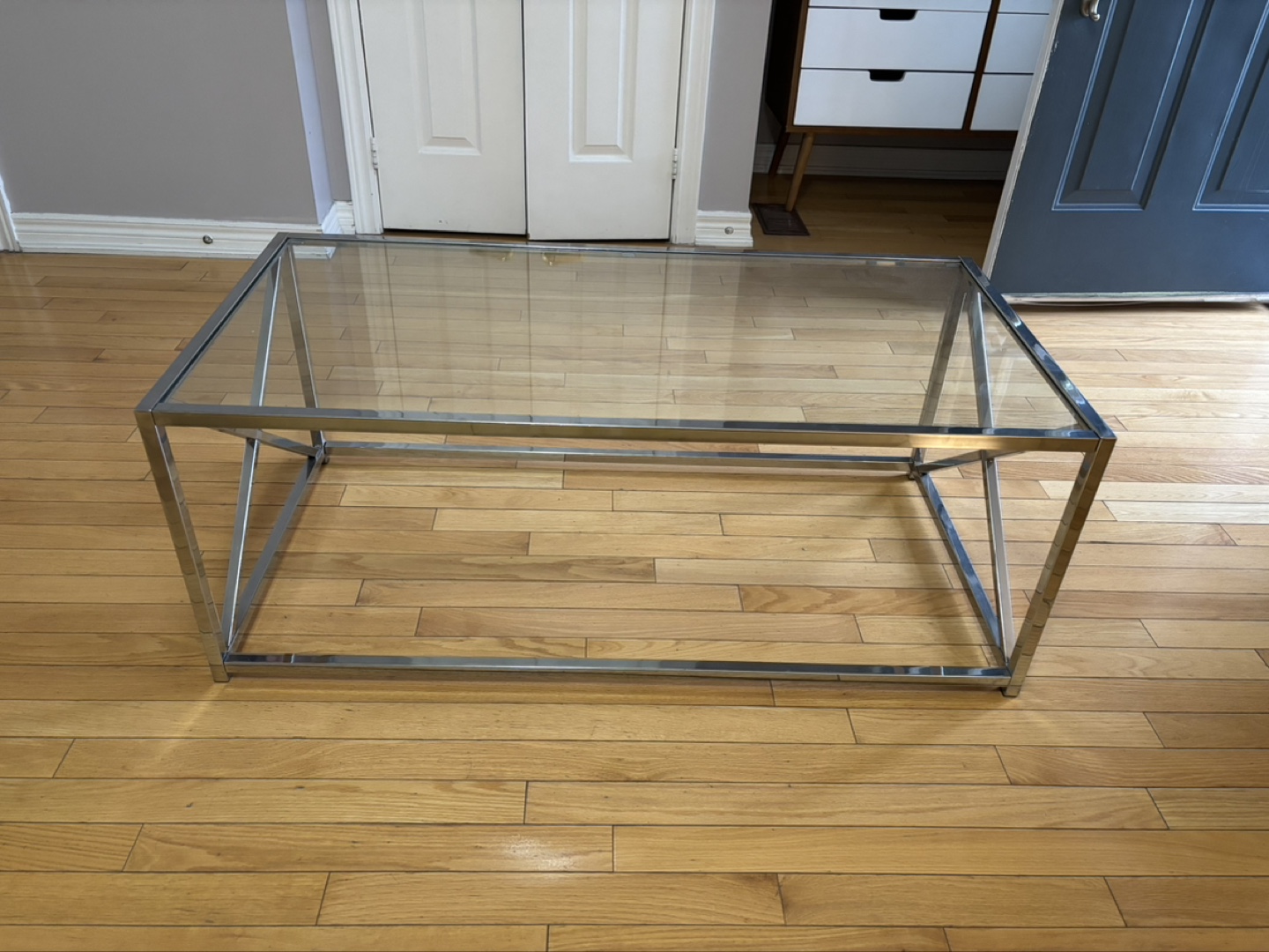Glass Top Coffee Table with Chrome Frame