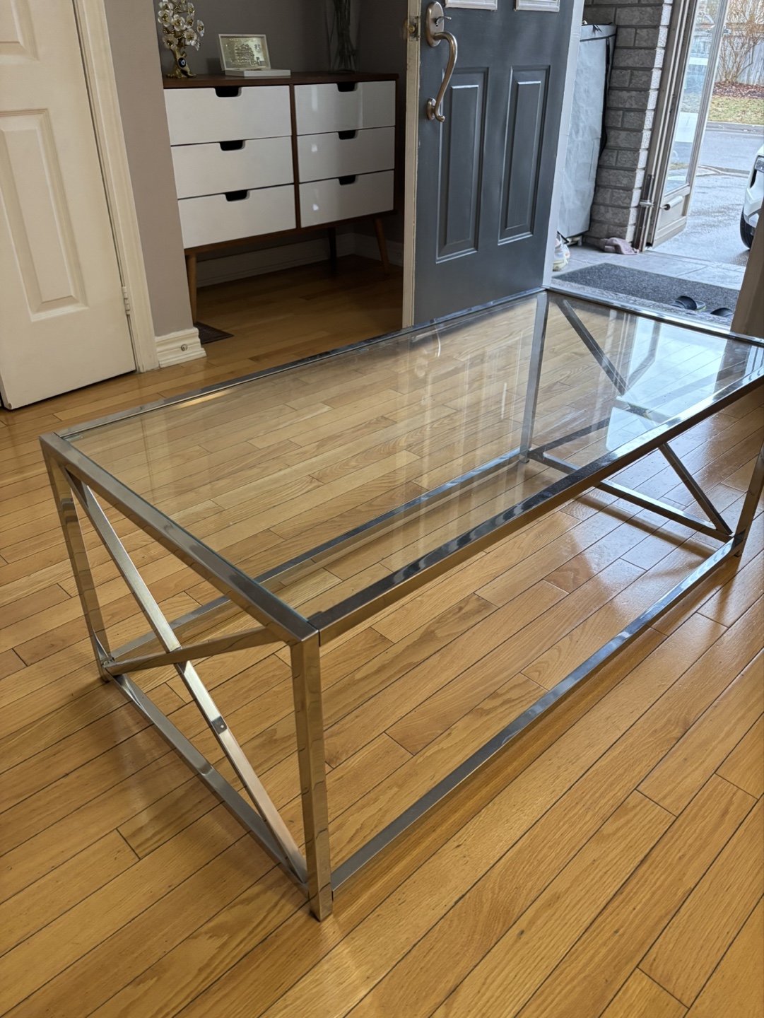 Glass Top Coffee Table with Chrome Frame - photo 2
