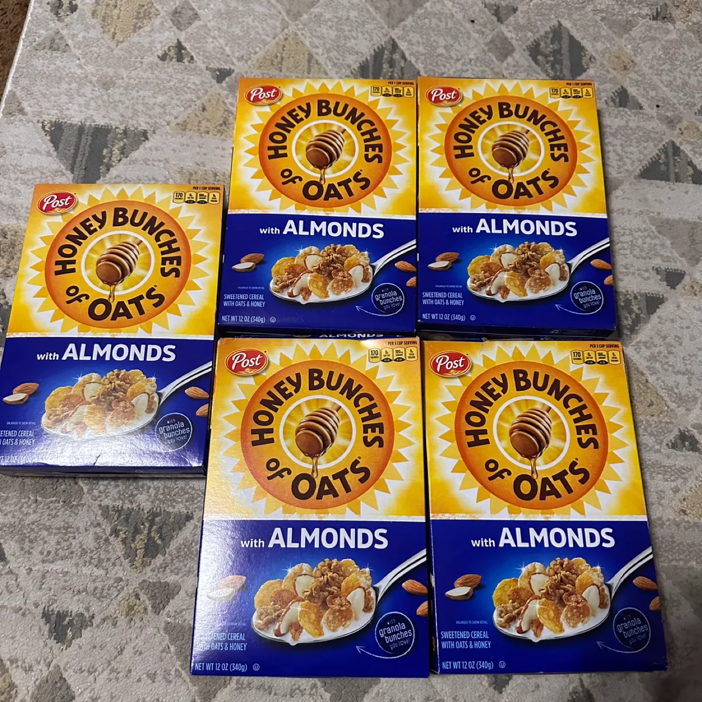Five Boxes of Post Honey Bunches of Oats with Almonds Cereal image indicator(2)