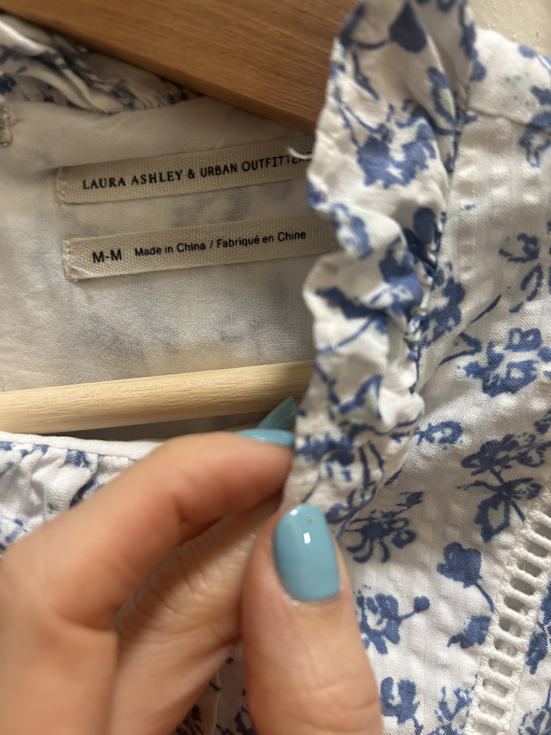 Laura Ashley & Urban Outfitters Blue Floral Mini Dress, Size M - photo 2