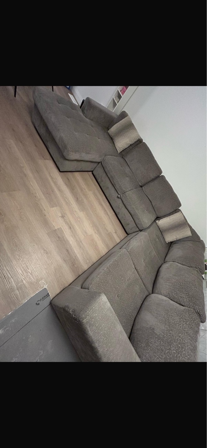 Grey U-Shaped Sectional Sofa with Storage Ottoman - photo 2